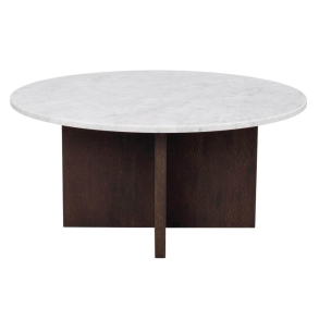 Brooksville rundt Sofabord - Hvidt/Brunt