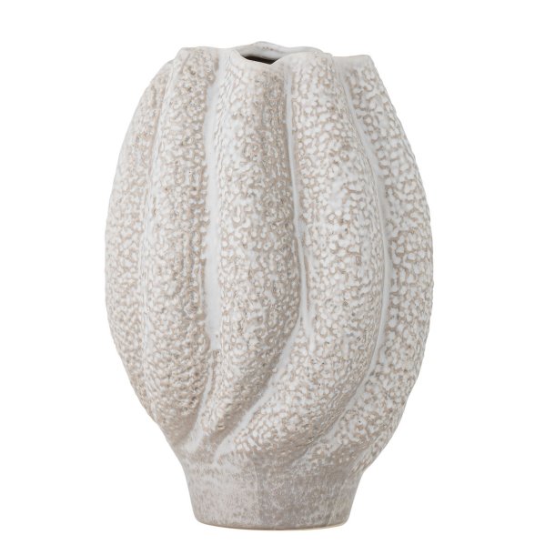 Cove vase fra Bloomingville i off-white stentj med swirl-form og struktureret overflade – skulpturel og elegant vase