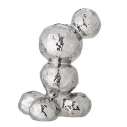 Bobby Deko fra Bloomingville – skulpturel figur i stentj med blank kromfinish og organiske bobleformer