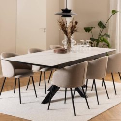 Heaven Spisebord med udtrk - Hvid keramik