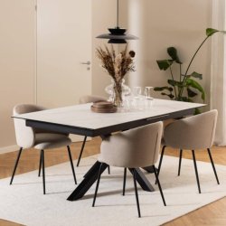 Heaven Spisebord med udtrk - Hvid keramik