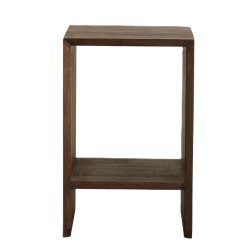 Napo sengebord fra Nordal i mrkebrun mangotr med hylde – stilrent og funktionelt design til sovevrelse eller stue