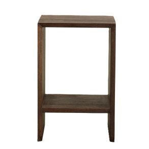 Napo sengebord fra Nordal i mrkebrun mangotr med hylde – stilrent og funktionelt design til sovevrelse eller stue