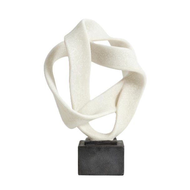 Rosala skulptur i sort og hvid betonfinish – hj dekorativ figur p fod, kunstnerisk og stilren dekoration